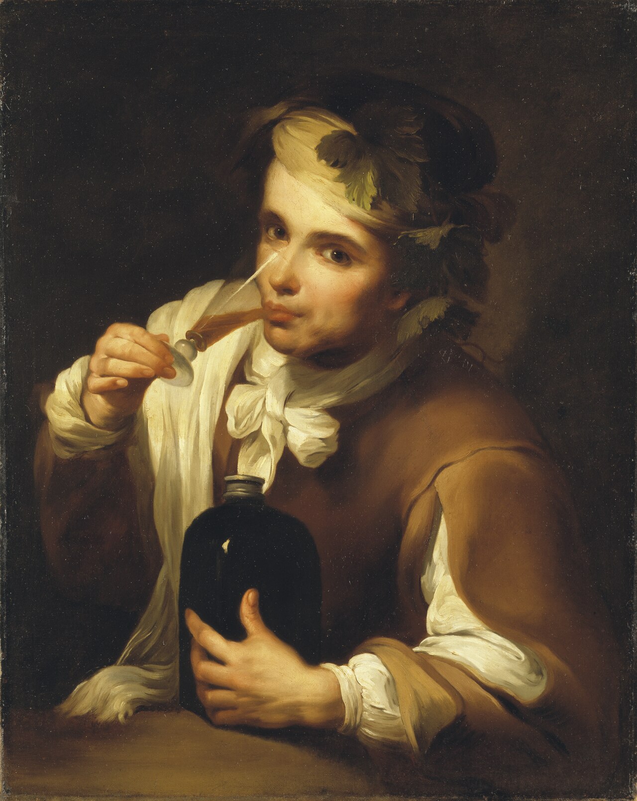 Young Man Drinking Wine by Bartolomé Esteban Murillo (1670)