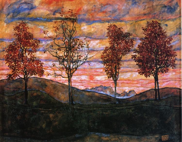 Cuatro árboles by Egon Schiele (1917)