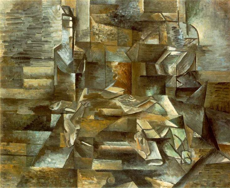Botella y peces by Georges Braque (1910)