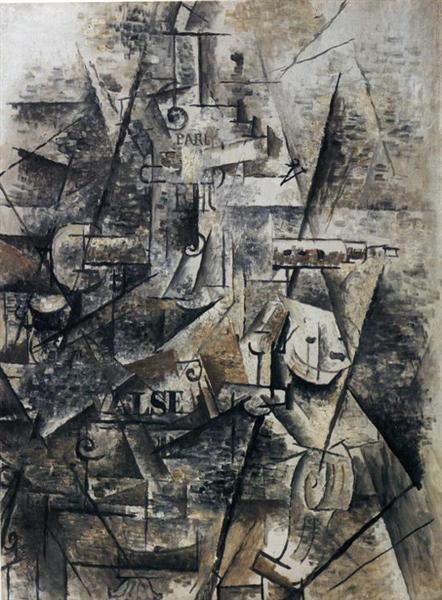 Clarinete y botella de ron by Georges Braque (1911)