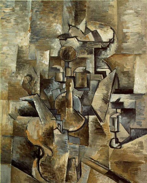 Violin and Candlestick (variant) by Georges Braque (1910)