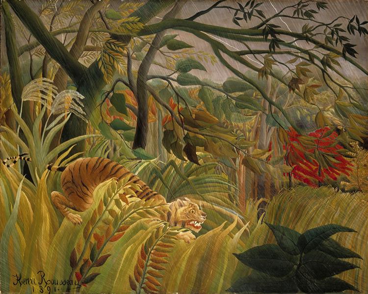 Tiger in a Tropical Storm (Surprised!) by Henri Rousseau (1891)