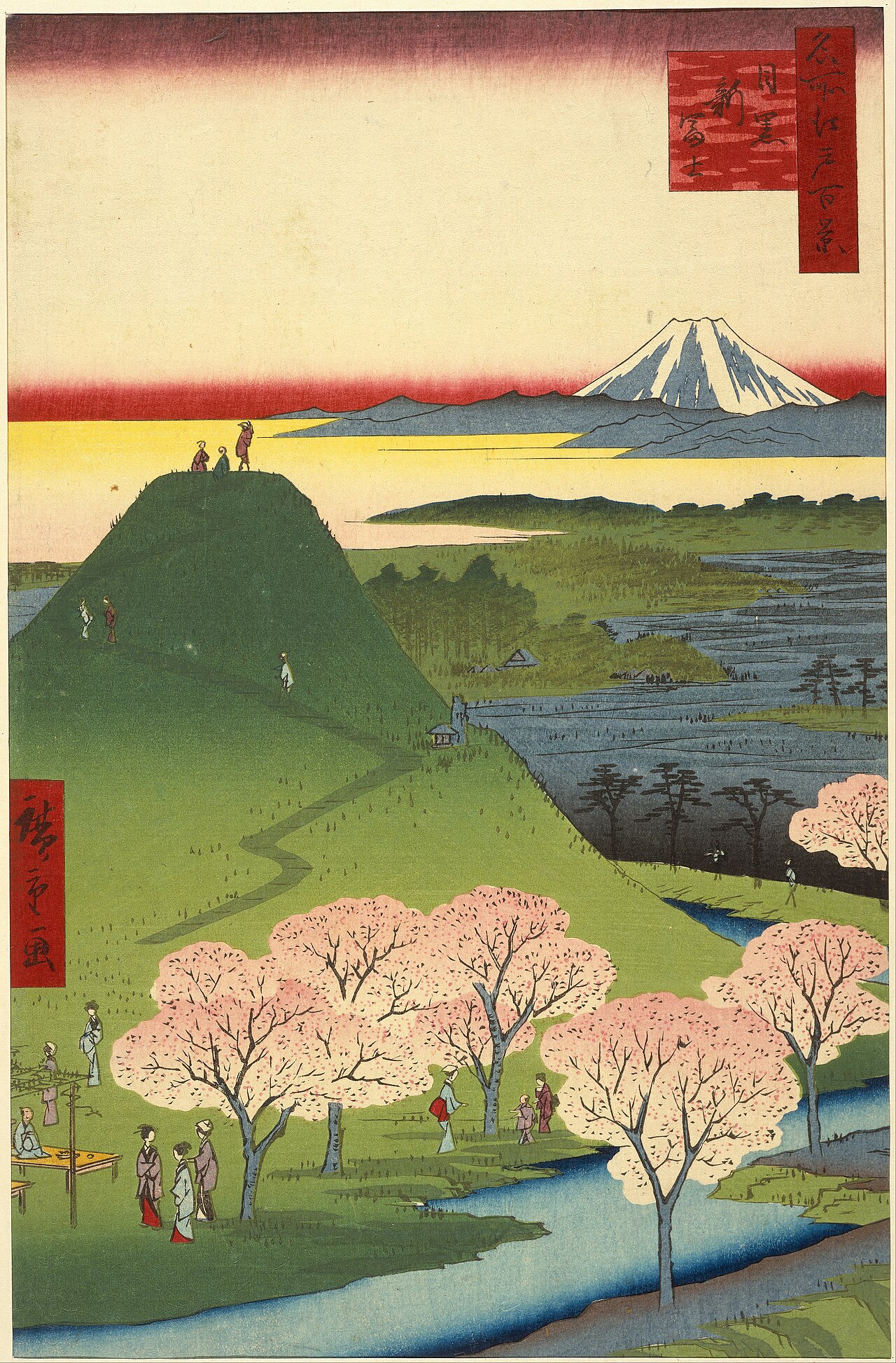 Riverbank at Sukiyagashi by Utagawa Hiroshige (1858)