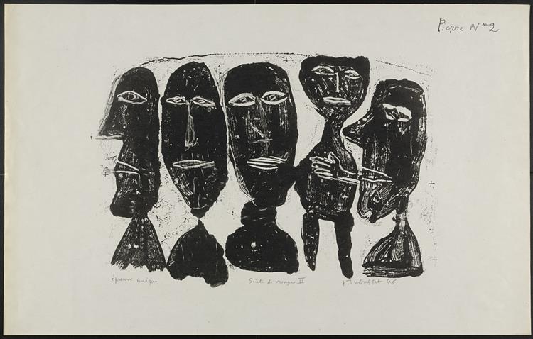 Group of Faces II by Jean Dubuffet (1946)
