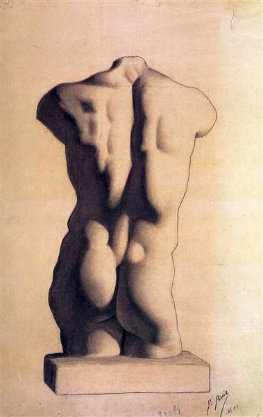 Plaster male torso by Pablo Picasso (1893)